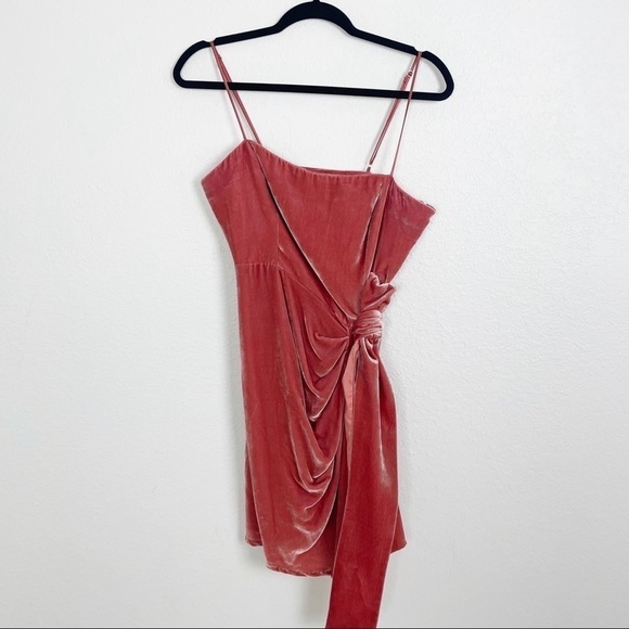 Cinq a Sept Kiki Velvet Knot Square Neck Mini Dress Pink Size 10 Cocktail Party - Picture 2 of 6
